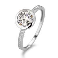 Solitär Ring 375/9 K Weissgold Zirkonia weiss Ø8 mm-583698