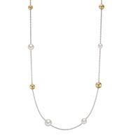 Halskette Arya Edelstahl mit Light Gold Aluminium Pearls und Muschelperlen, 60cm