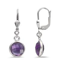 Ohrhänger Silber Amethyst 2 Steine Ø9 mm-602658