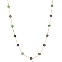 Collier Bronze Rubin Zoisit vergoldet 45-48 cm verstellbar-604359