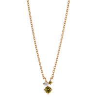 Collier Bronze Zirkonia grün, 3 Steine 40-45 cm verstellbar