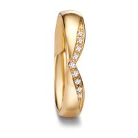 Partnerring 750/18 K Gelbgold Diamant 0.045 ct, 9 Steine, tw-vsi