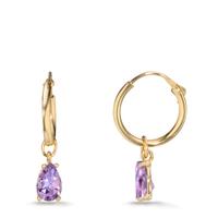 Creolen mit Einhänger 375/9 K Gelbgold Amethyst 2 Steine-608038