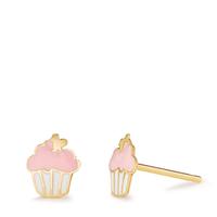 Ohrstecker 375/9 K Gelbgold lackiert Ø6 mm Cupcake-608043