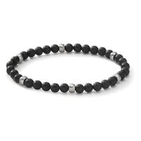 Armband Edelstahl Achat schwarz 21 cm Ø6.5 mm-608076