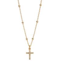 Collier Silber Zirkonia 11 Steine gelb vergoldet Kreuz 42-45 cm verstellbar