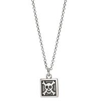 Collier Silber patiniert Totenkopf 50 cm