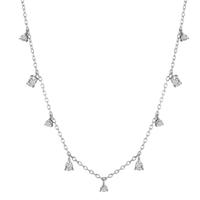 Collier Silber Zirkonia 9 Steine rhodiniert 40-45 cm verstellbar