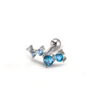 Piercing Silber Zirkonia 5 Steine rhodiniert