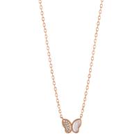 Collier Silber Zirkonia rosé vergoldet Perlmutt Schmetterling 40 cm