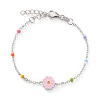 Armband Silber Zirkonia rhodiniert Blume 14-16.5 cm verstellbar