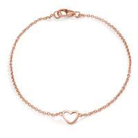 Armband Silber rosé vergoldet Herz 18 cm