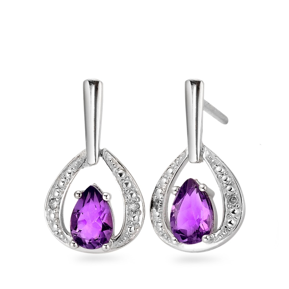 Ohrhänger 750/18 K Weissgold Diamant violett, 0.02 ct, 4 Steine, facettiert, p1-557999