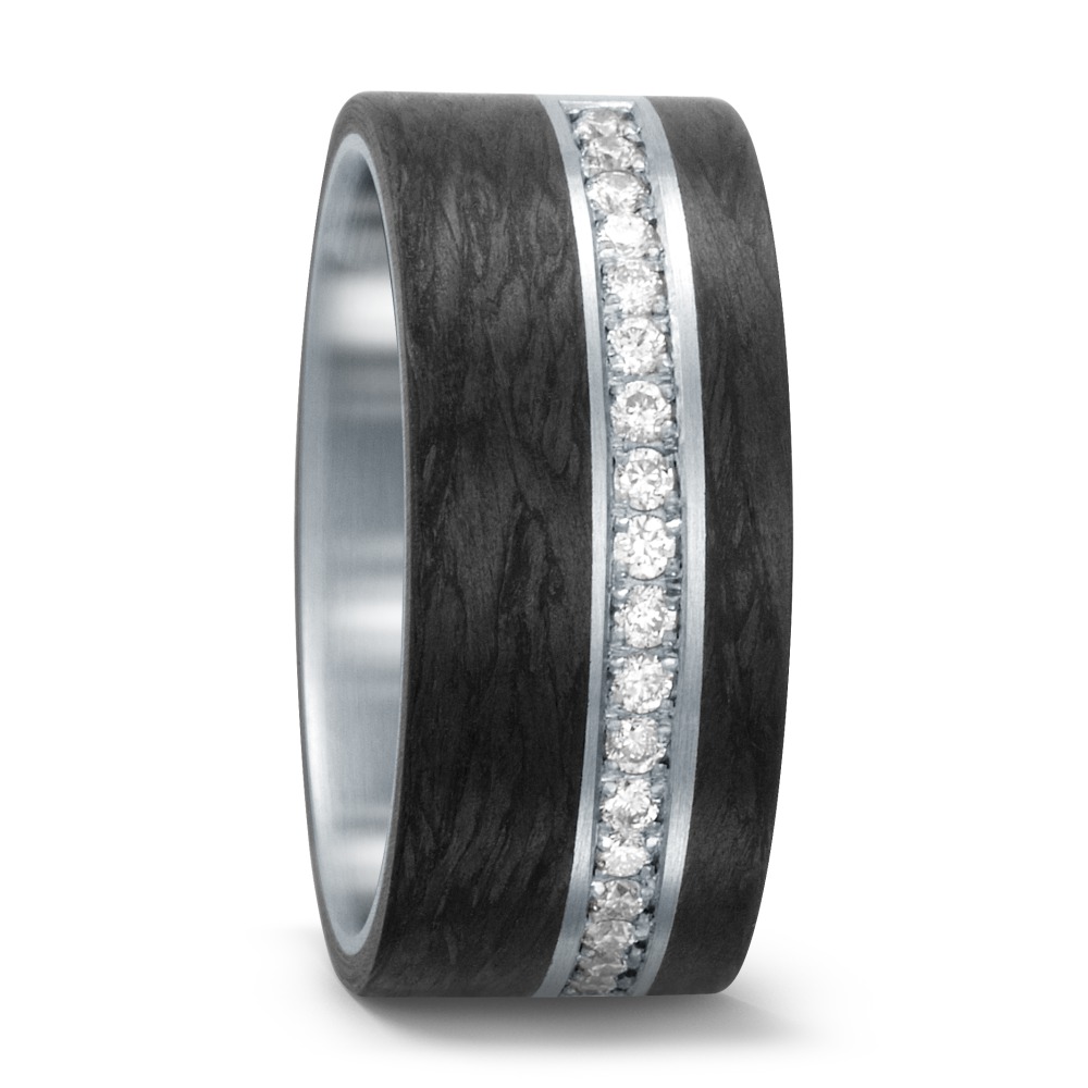 ct 0.30 Fit, Schmuck: Fingerring und Diamanten 2,7 10 Edelstahl mit Comfort Carbon Rhomberg mm x mit