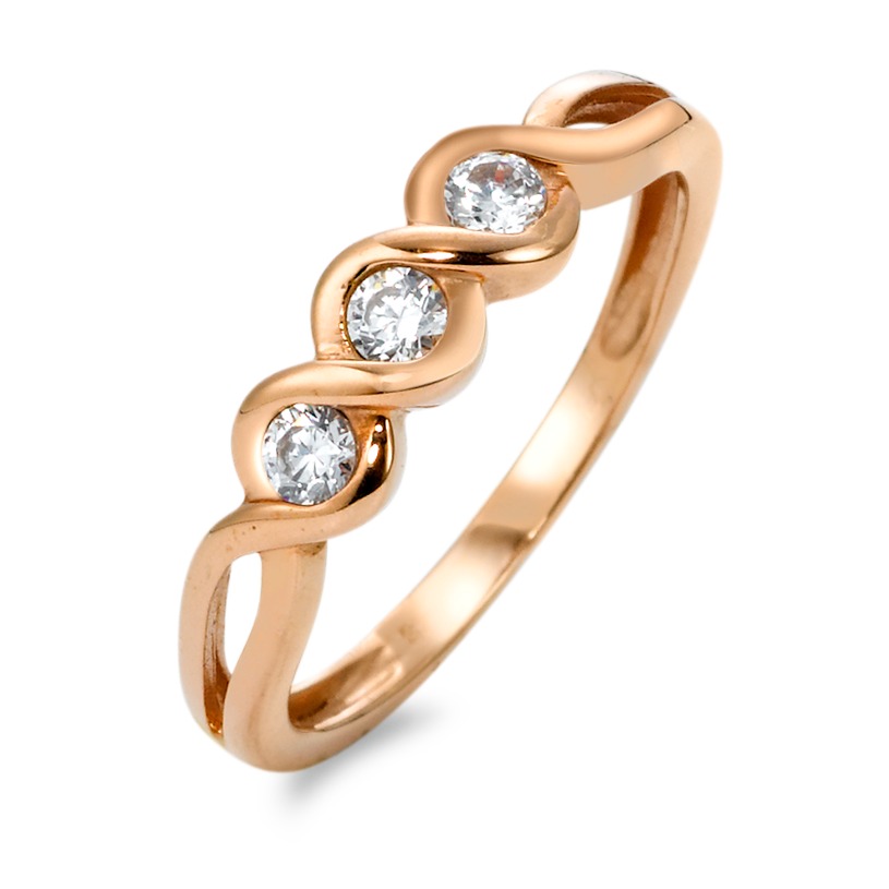 Fingerring 375/9 K Rosegold Zirkonia 3 Steine-569484