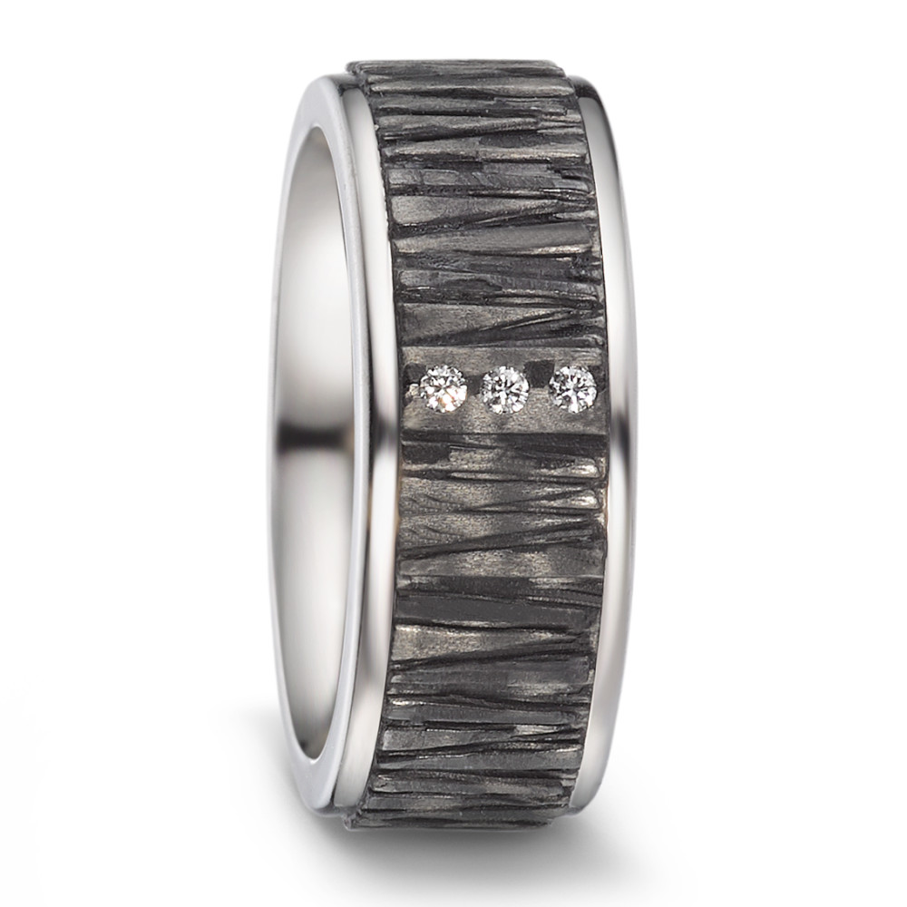 Partnerring Titan, Carbon Diamant 0.03 ct, 3 Steine, w-si-581525