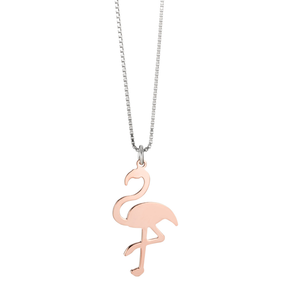 Anhänger rosé Rhomberg cm Flamingo mit vergoldet Schmuck: 38 Silber Halskette