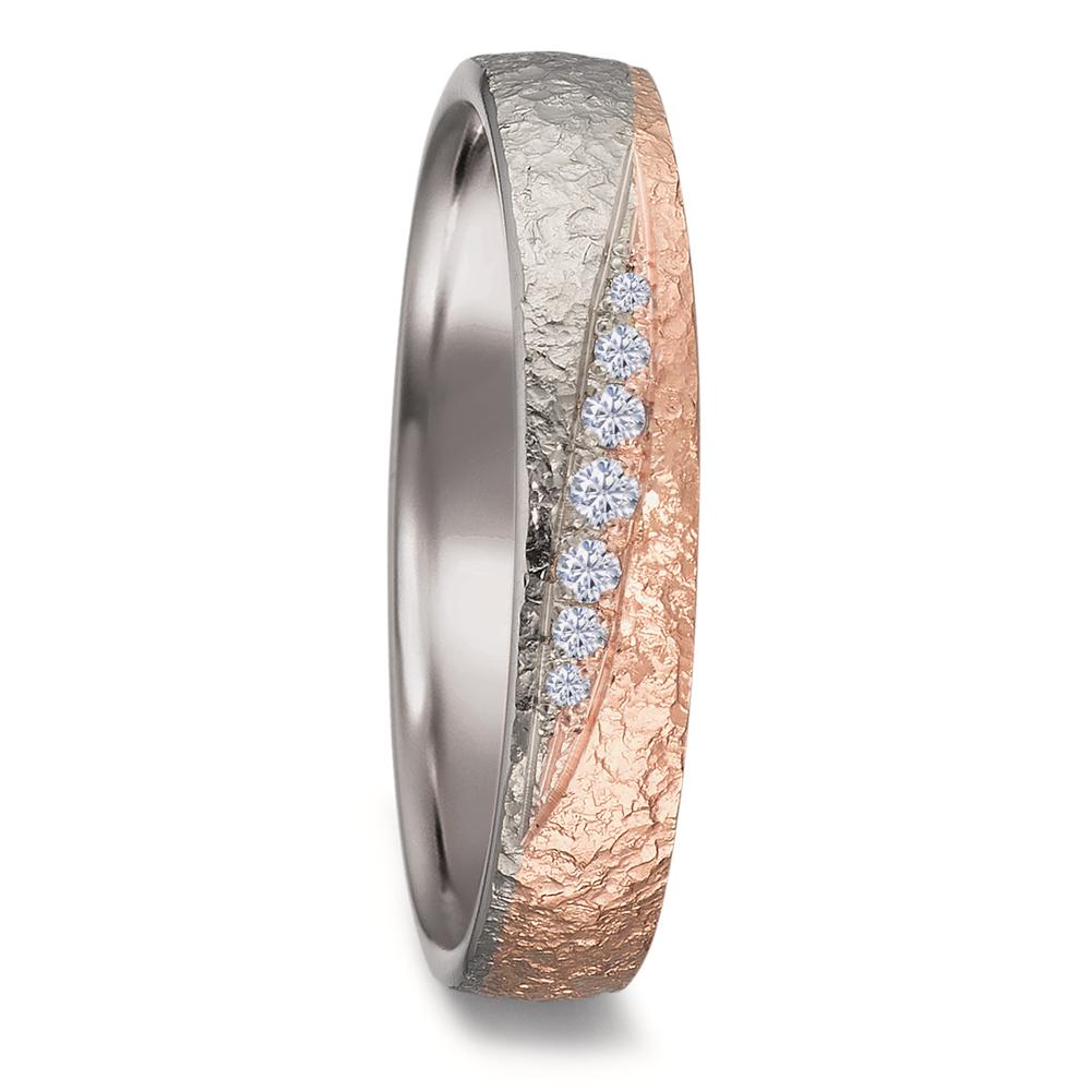 Partnerring 750/18 K Weissgold, 750/18 K Rosegold Diamant 0.08 ct, 7 Steine, tw-vsi-589898