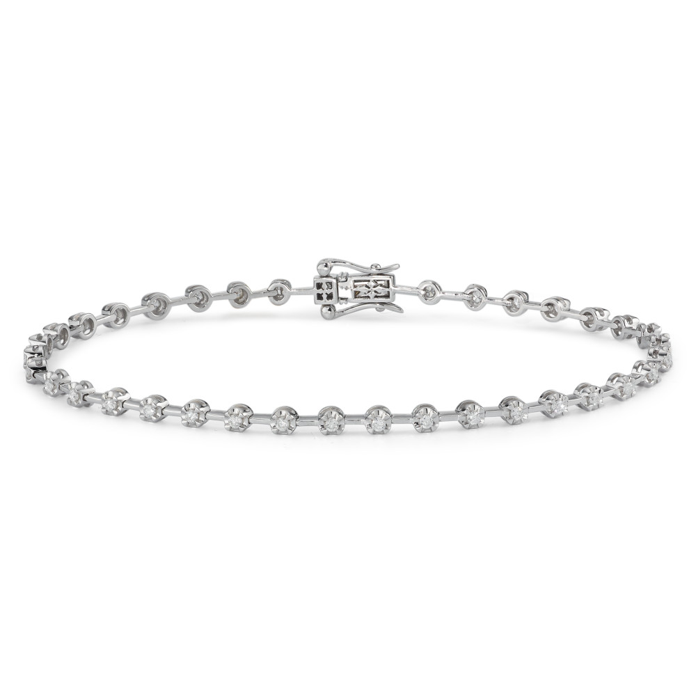 Armband 750/18 K Weissgold Diamant 0.49 ct, 37 Steine, w-si 18 cm-592020