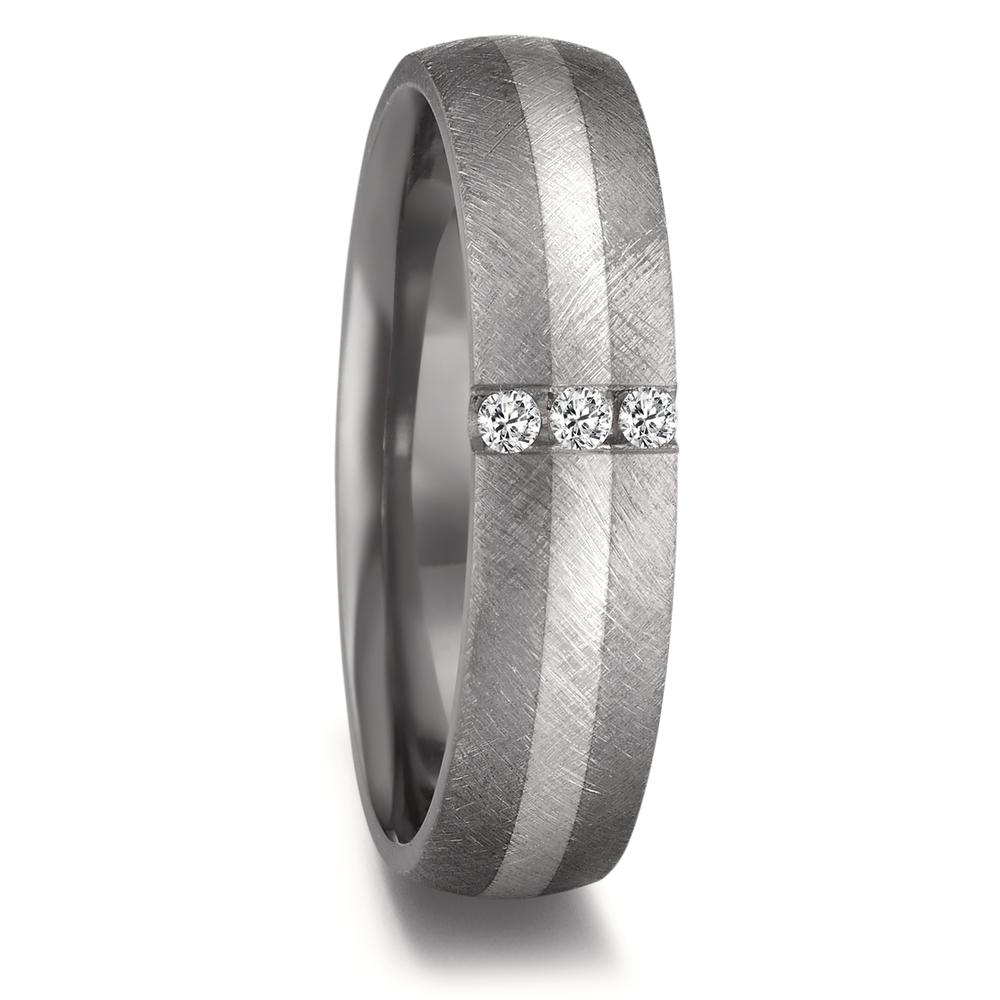 Partnerring 999 Tantal, 950 Platin Diamant 0.06 ct, 3 Steine, w-si-596068