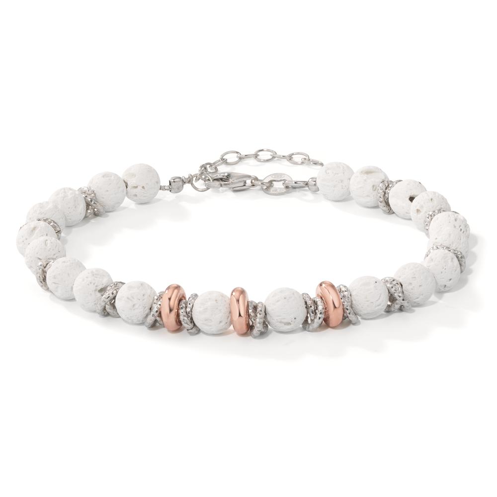 Armband Silber Lava weiss rosé bicolor 18.5-21.5 cm verstellbar Ø6.5 mm-600237