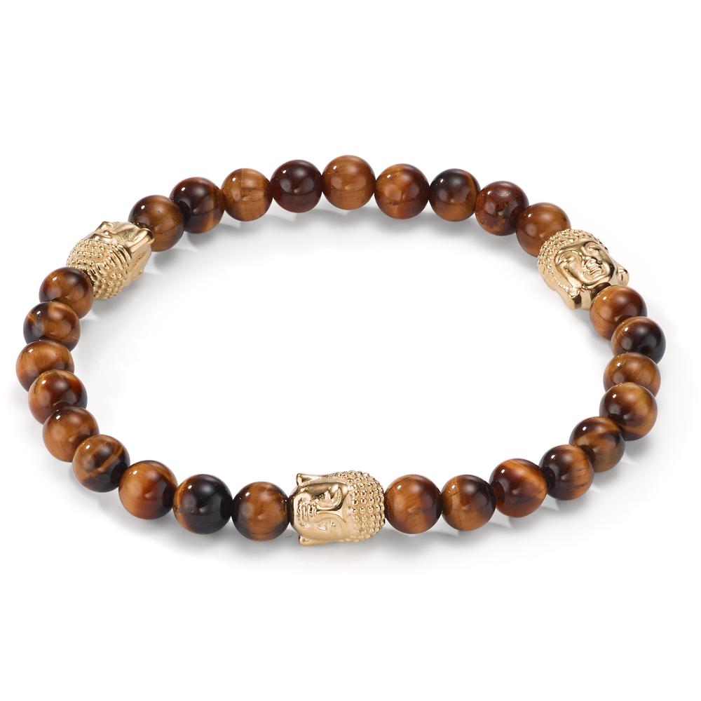 Armband Edelstahl Tigerauge gelb IP beschichtet Buddha 19.5 cm Ø6 mm-601990