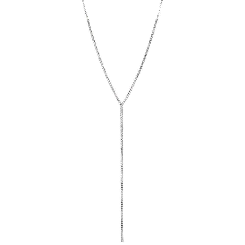 Y-Collier Silber Zirkonia rhodiniert 40-45 cm verstellbar-603377