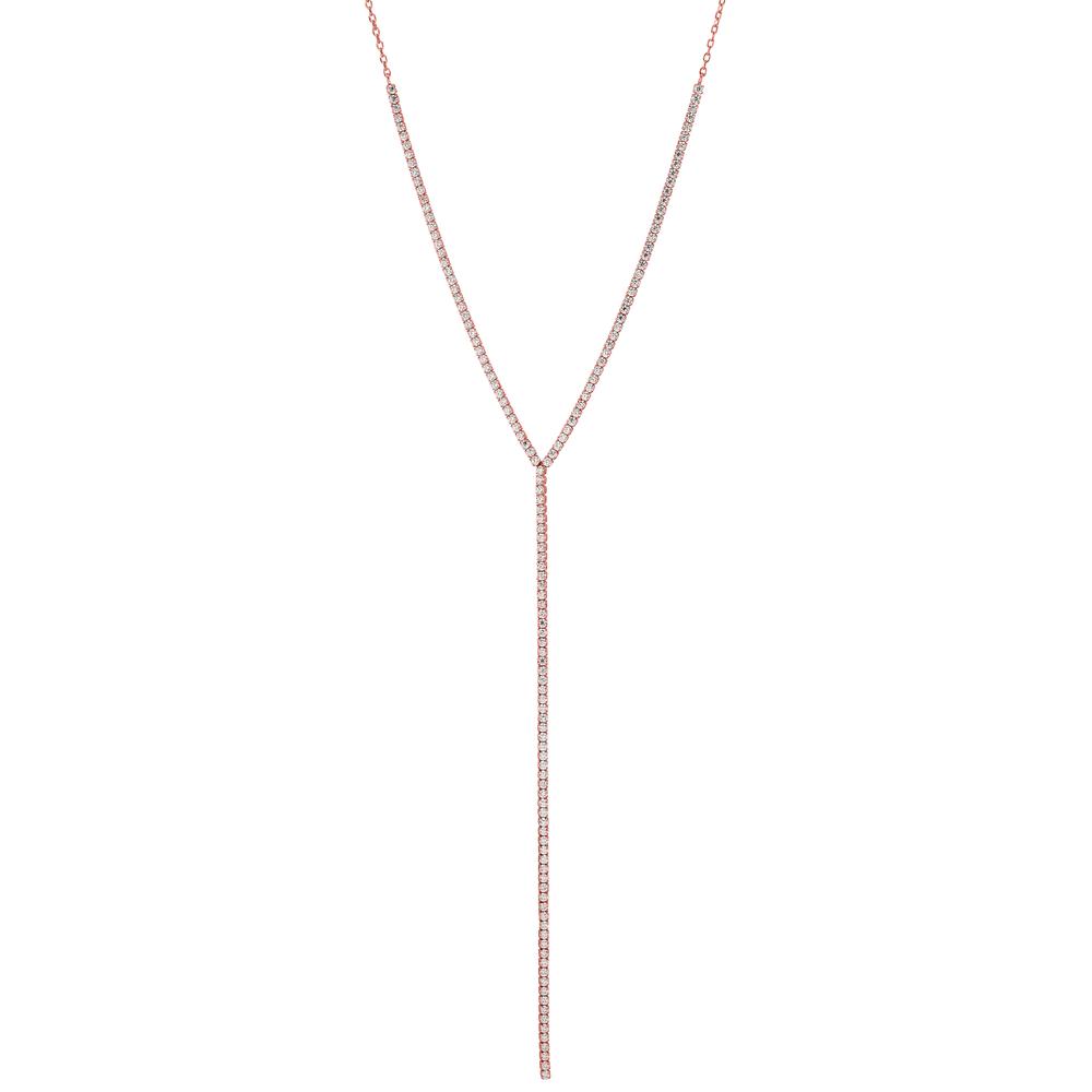 Y-Collier Silber Zirkonia rosé vergoldet 38-43 cm verstellbar-603378