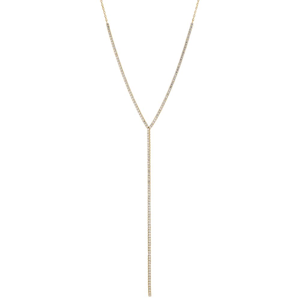 Y-Collier Silber Zirkonia gelb vergoldet 38-43 cm verstellbar-603379