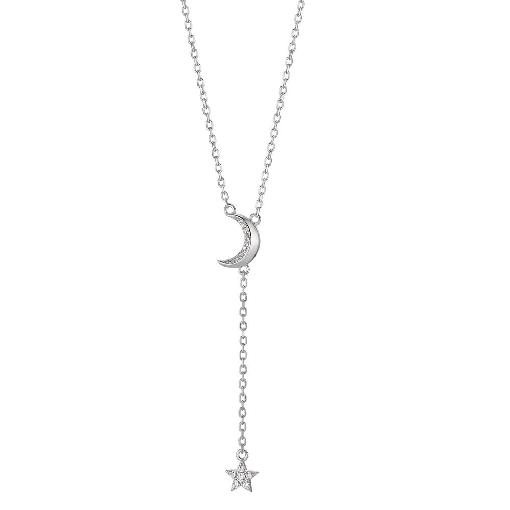 Y-Collier Silber Zirkonia rhodiniert Mond mit Stern 40-45 cm verstellbar-603386