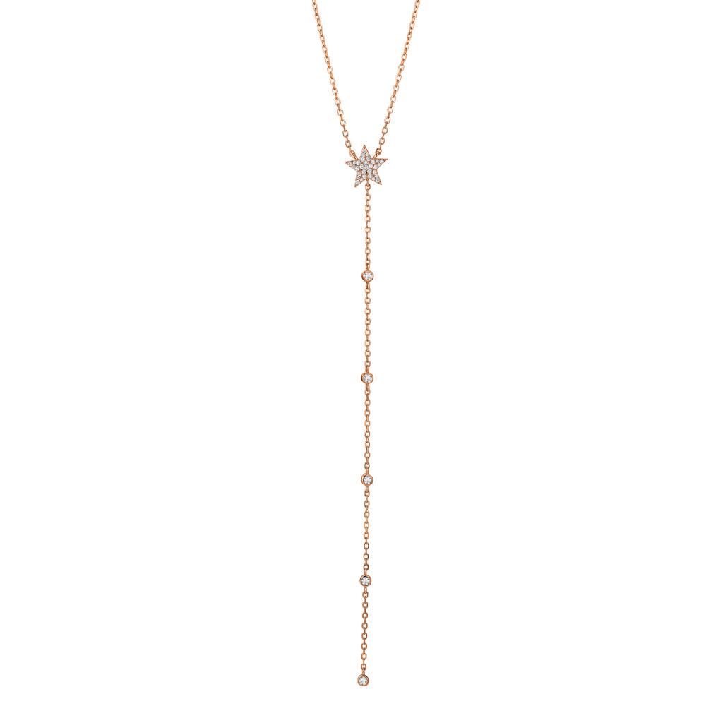 Y-Collier Silber Zirkonia rosé vergoldet Stern 40-45 cm verstellbar-603399