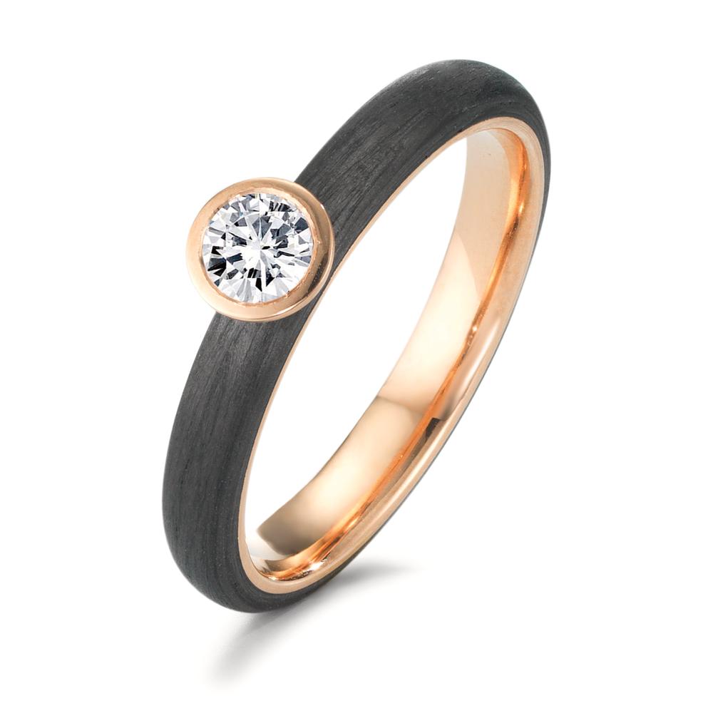 Solitär Ring 750/18 K Rosegold, Carbon Diamant 0.25 ct, w-si Ø5 mm-603469