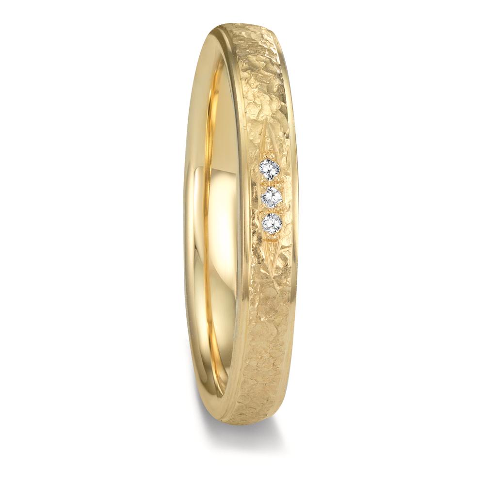 Partnerring 750/18 K Gelbgold Diamant 0.015 ct, 3 Steine, tw-vsi-603526