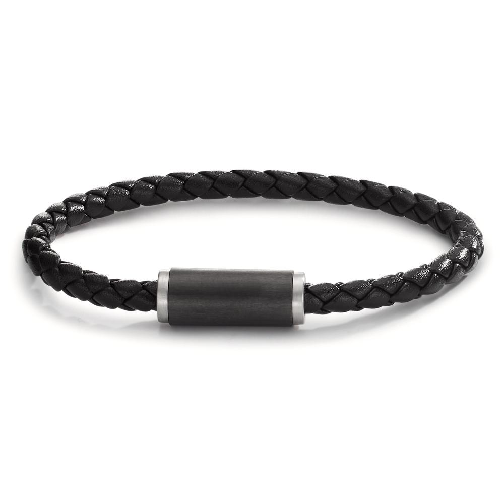 Armband Edelstahl, Leder, Carbon 21 cm Ø5.5 mm-604881