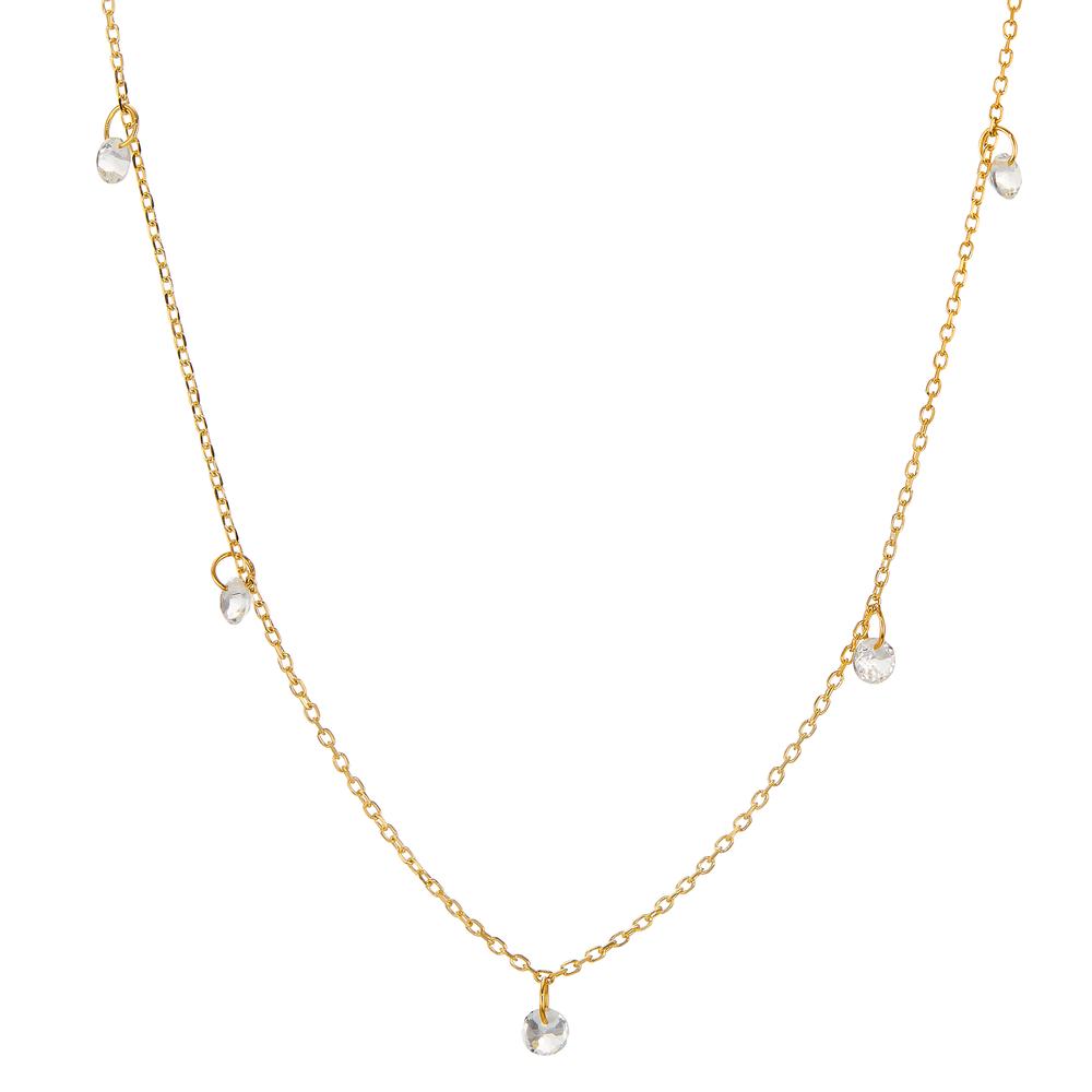 Collier 750/18 K Gelbgold Topas weiss, 5 Steine 40-42 cm verstellbar-605617