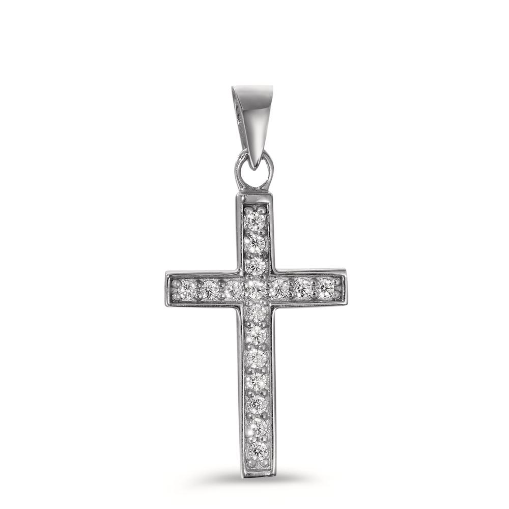 Anhänger 375/9 K Weissgold Zirkonia 17 Steine Kreuz-605875