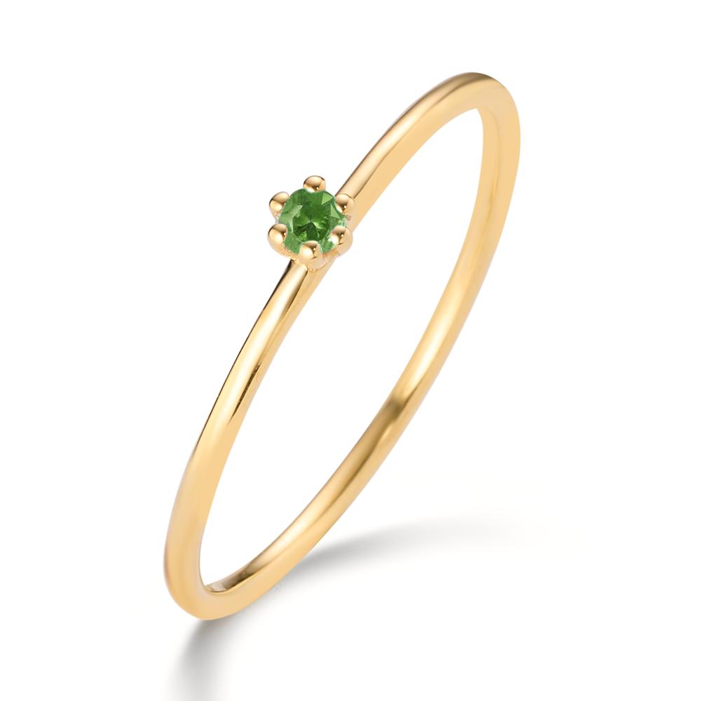 Solitär Ring 585/14 K Gelbgold Granat grün, 0.04 ct-607653