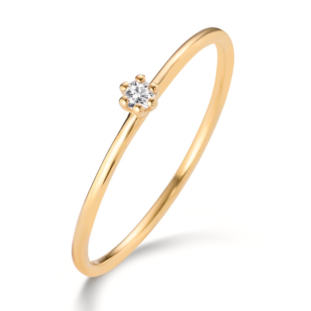 Solitär Ring 585/14 K Gelbgold Diamant 0.034 ct, w-si-607654