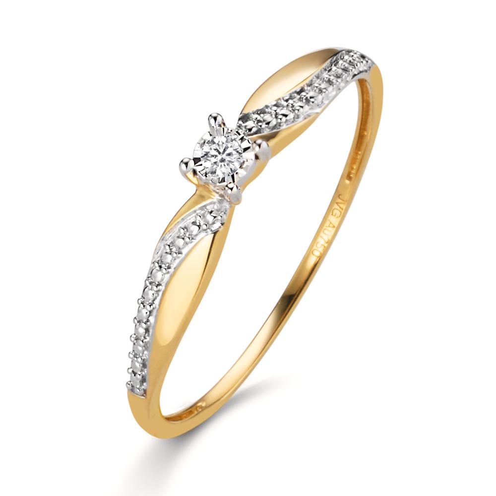 Solitär Ring 750/18 K Gelbgold Diamant 0.02 ct, w-si-607887