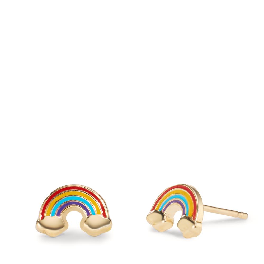 Ohrstecker 375/9 K Gelbgold lackiert Regenbogen-608042