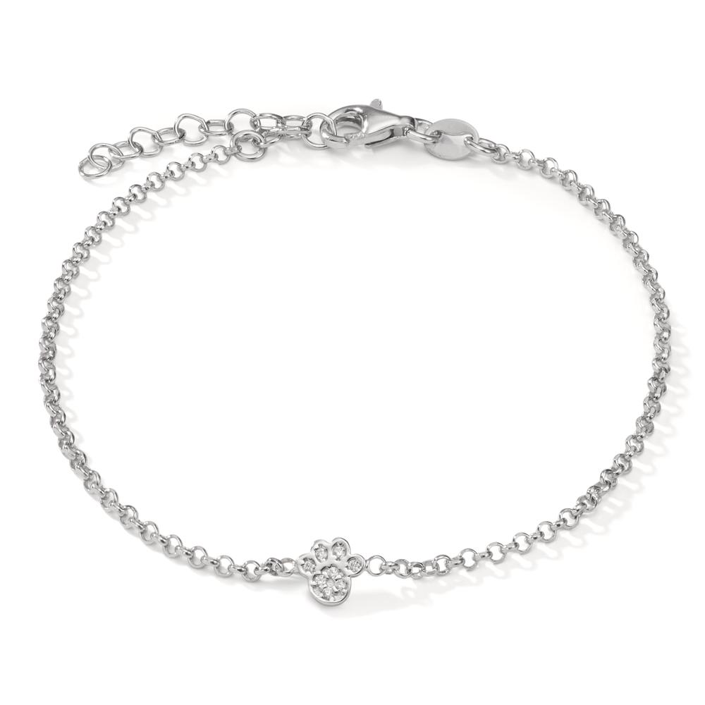 Armband Silber Zirkonia 8 Steine rhodiniert Pfote 17-20 cm verstellbar-608138