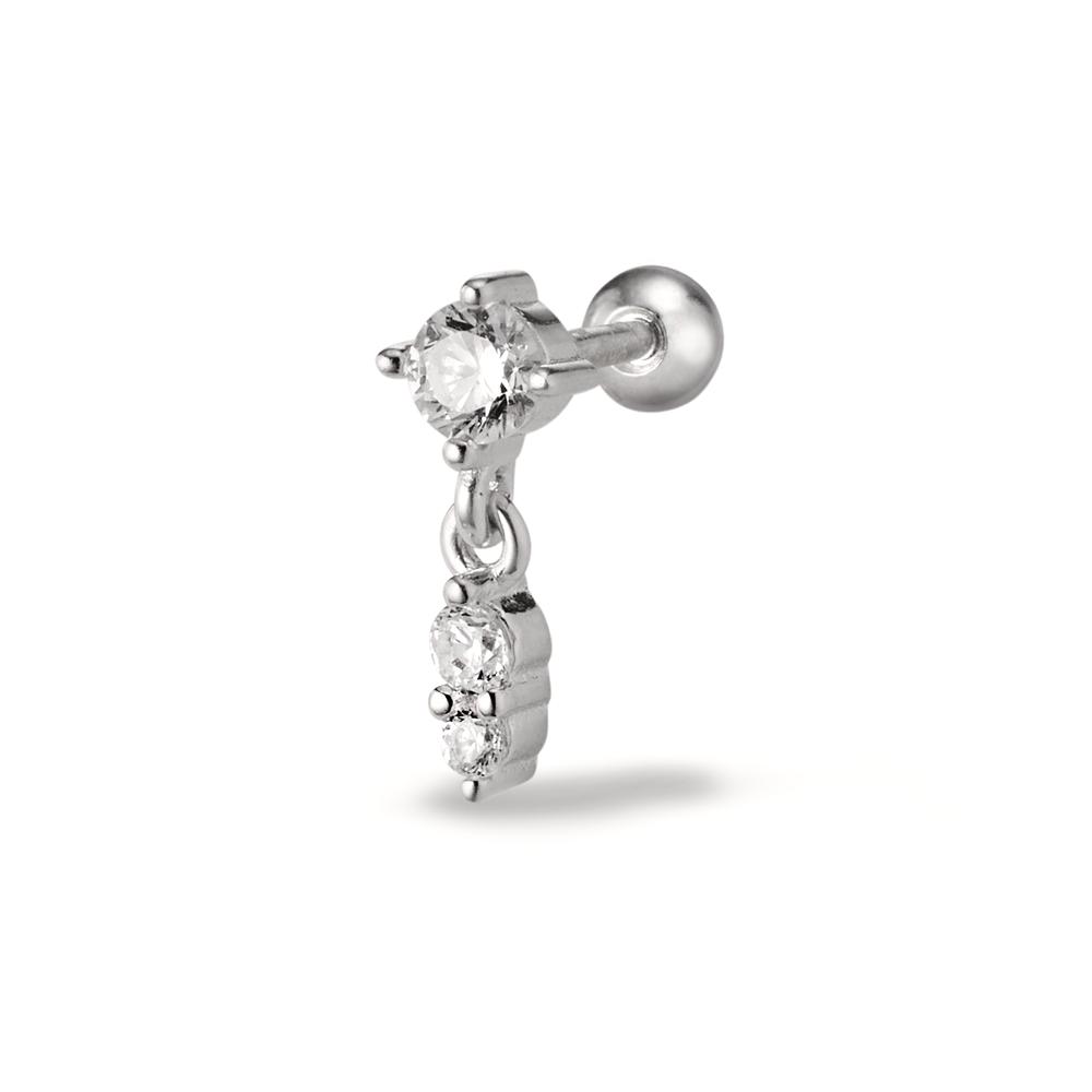 Piercing Silber Zirkonia 3 Steine rhodiniert Ø4 mm-608324