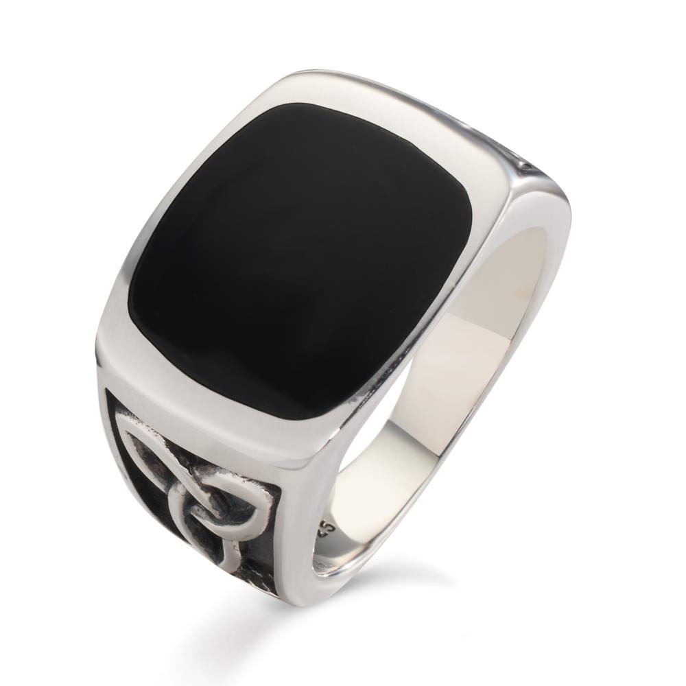 Fingerring Silber Onyx rhodiniert-608558